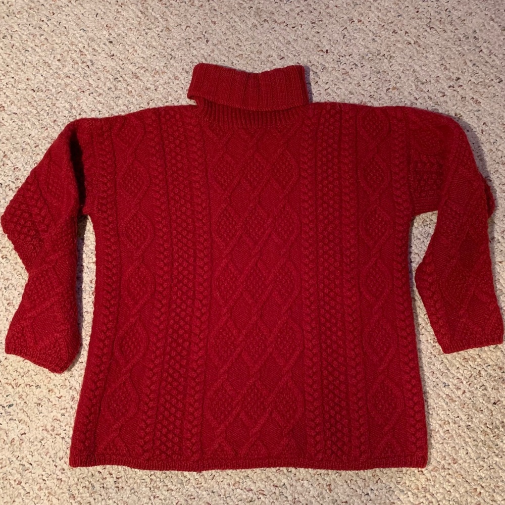 J Crew 100% Red Wool Turtleneck Size Small